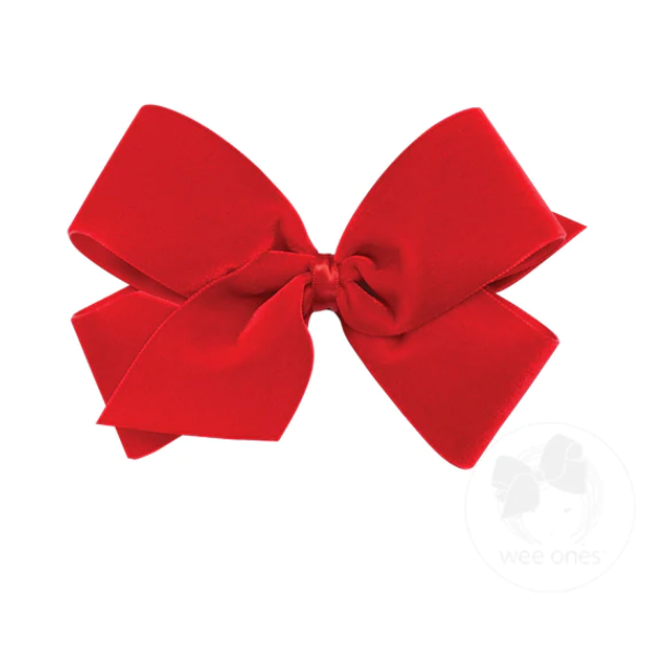 Small King Classic Velvet Bow, Red