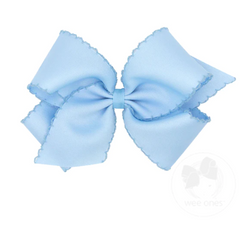 King Grosgrain Girls Hair Bow With Matching Moonstitch Edge, Milllennium Blue