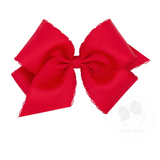 King Grosgrain Girls Hair Bow With Matching Moonstitch Edge, Red