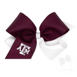King Two-tone Grosgrain Hair Bow with Embroidered Collegiate Logo