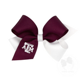 Medium Two-tone Collegiate Embroidered Grosgrain Hair Bow
