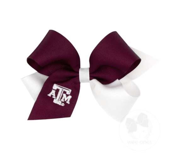 Medium Two-tone Collegiate Embroidered Grosgrain Hair Bow