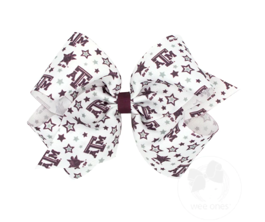 King Signature Collegiate Logo Print Grosgrain Hair Bow