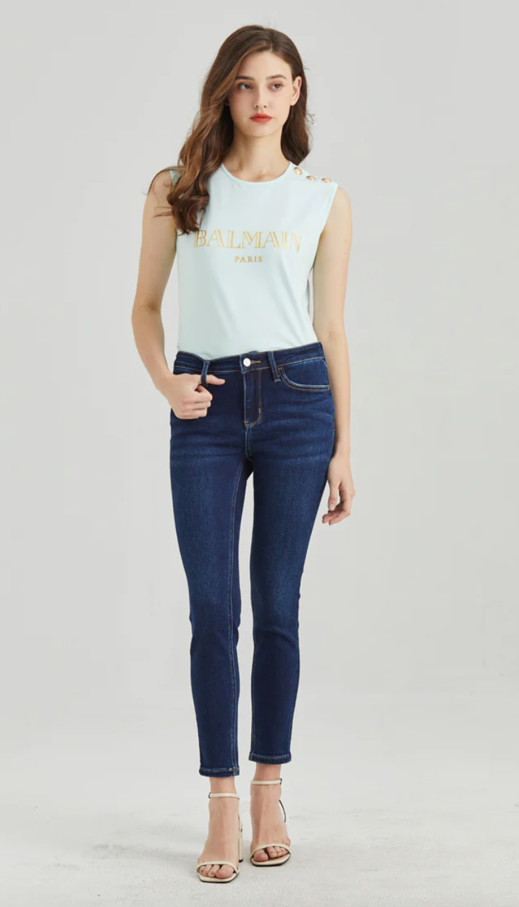 Molly Mid Rise Distressed Ankle Skinny Jeans