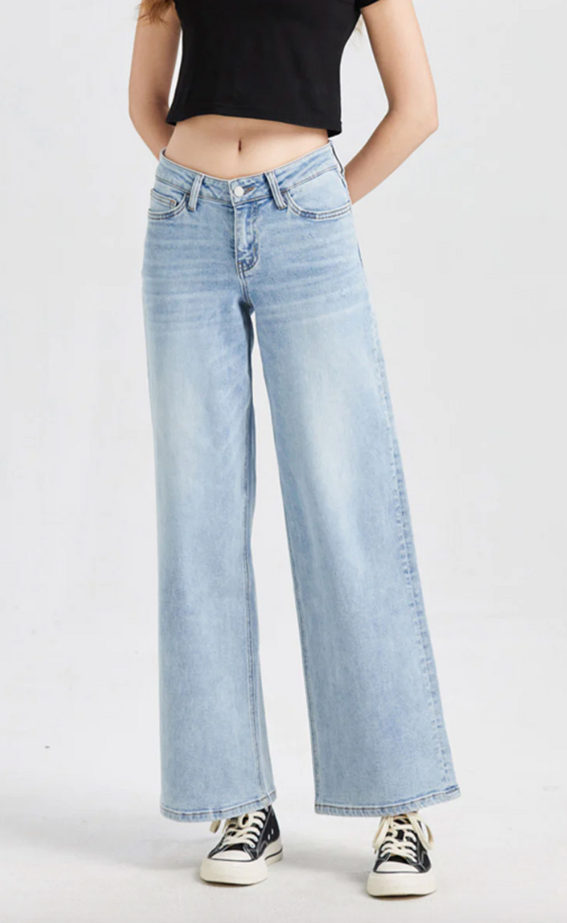 Jolie Mid Rise Wide Leg Jean, Blue