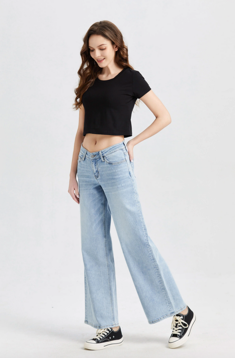 Jolie Mid Rise Wide Leg Jean, Blue