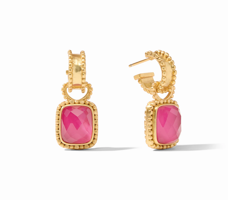Marbella Hoop & Charm Earring, Iridescent Raspberry