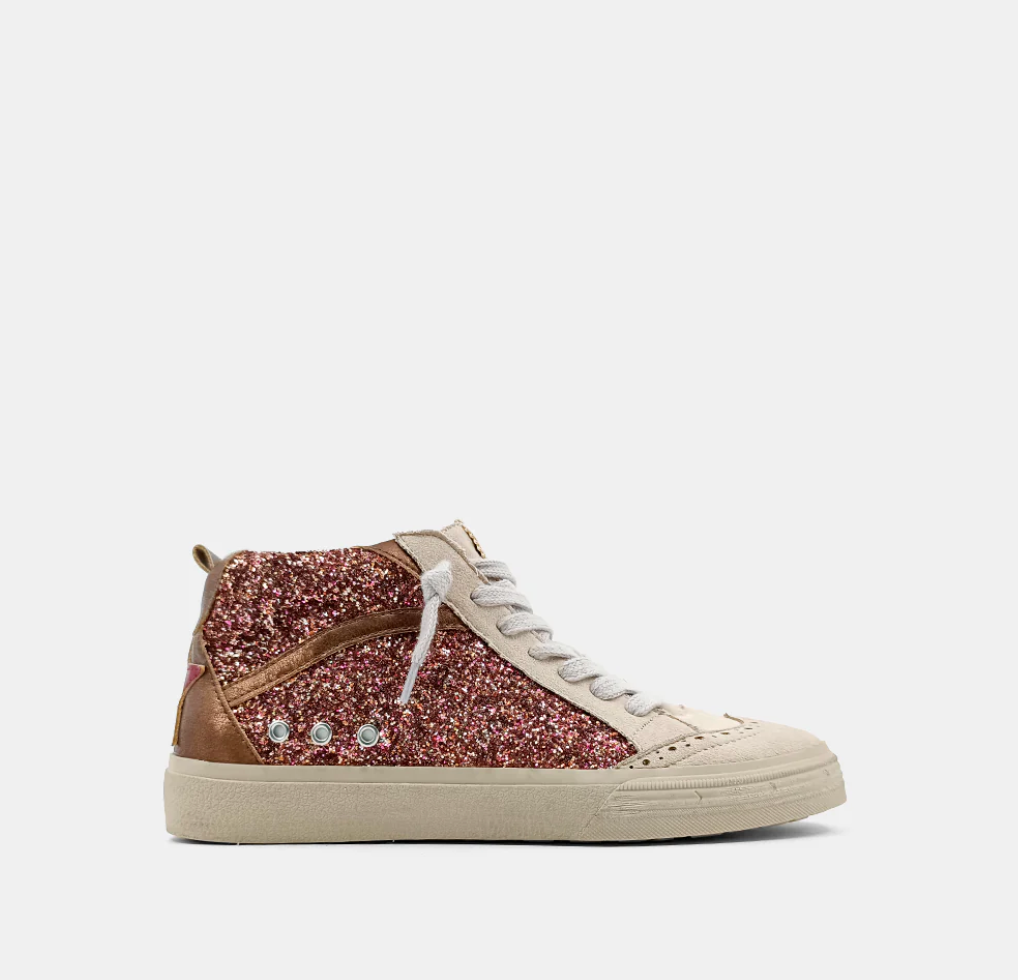 Ruby Riley Shoes Riley Sneaker, Rose Gold Glitter – Sabi Boutique