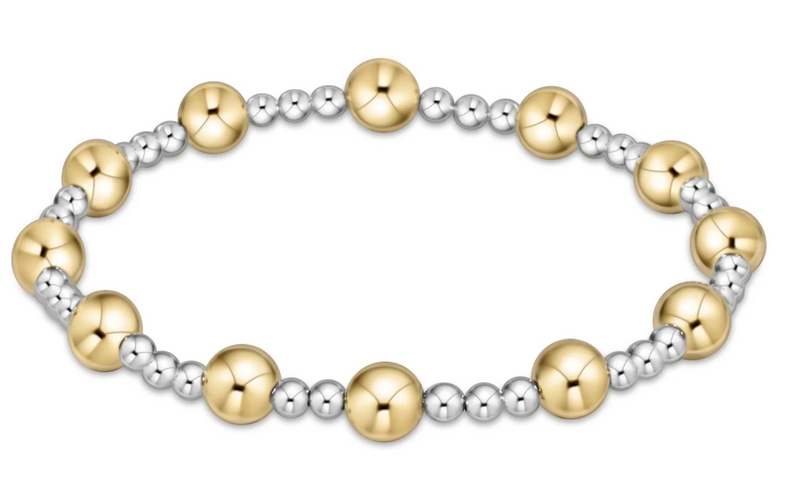 Classic Sincerity Pattern 6mm Bead Bracelet, Mixed Metal