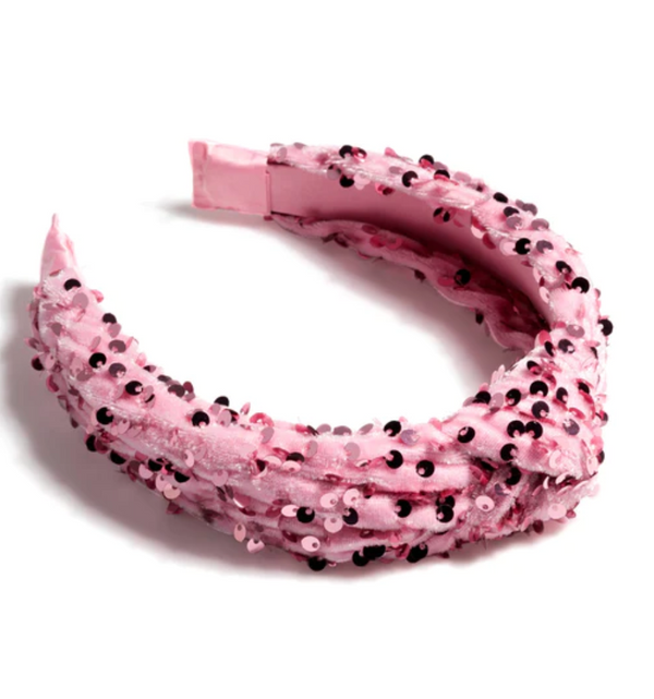Knotted Sequin Headband, Pink