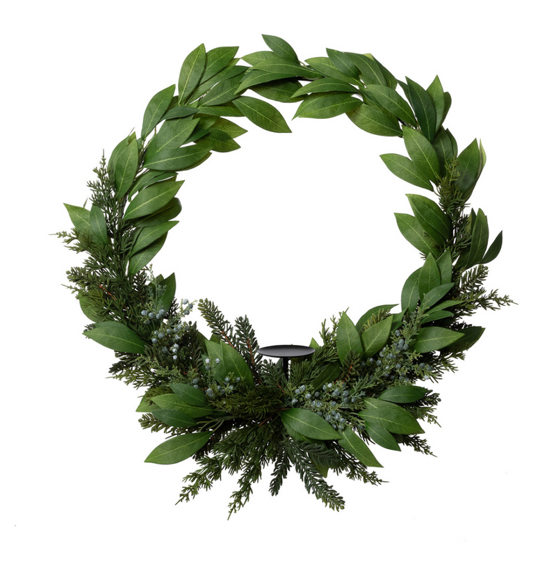 Bayleaf and Juniper Wreath with Candle Plate