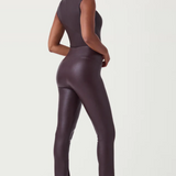 Leather-Like Front Slit Skinny, Cherry Chocolate