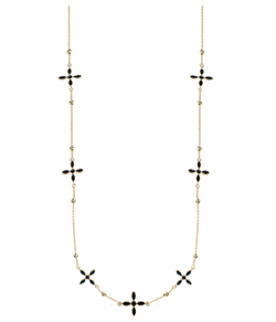 Enamel Cross Station Necklace, Black/Gold