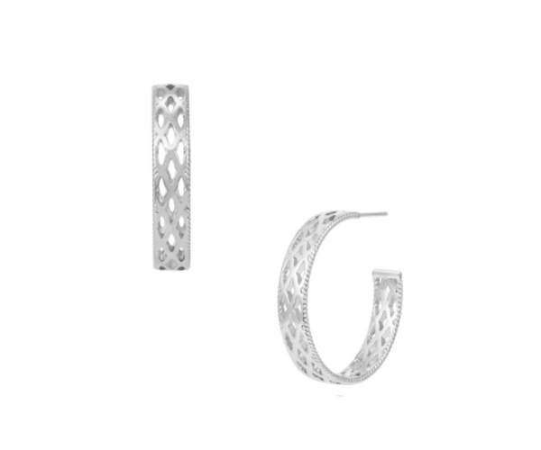 Graceful Hoop Earrings, Silver