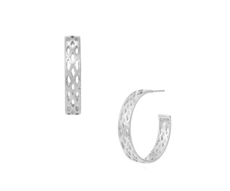 Graceful Hoop Earrings, Silver
