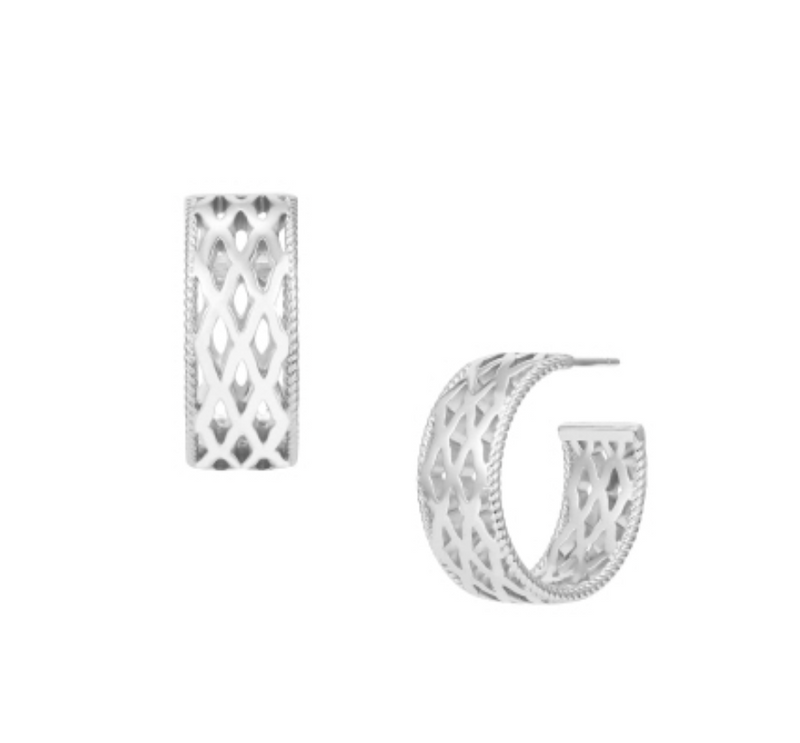 Graceful Mini Hoop Earrings, Silver