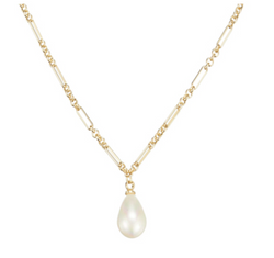 Adorned Pearl Drop Necklace, Gold