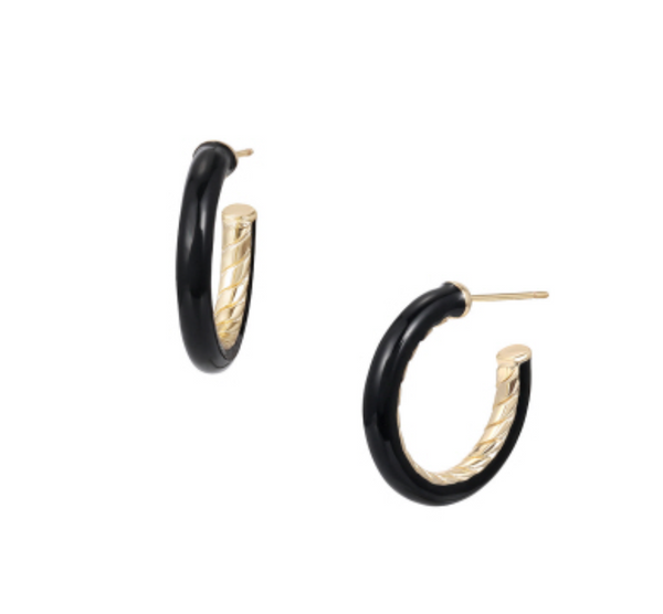 Eclipse Hoop Earrings, Black/Gold
