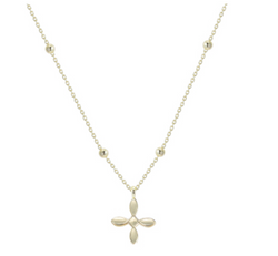 Enamel Cross Drop Necklace, Gold