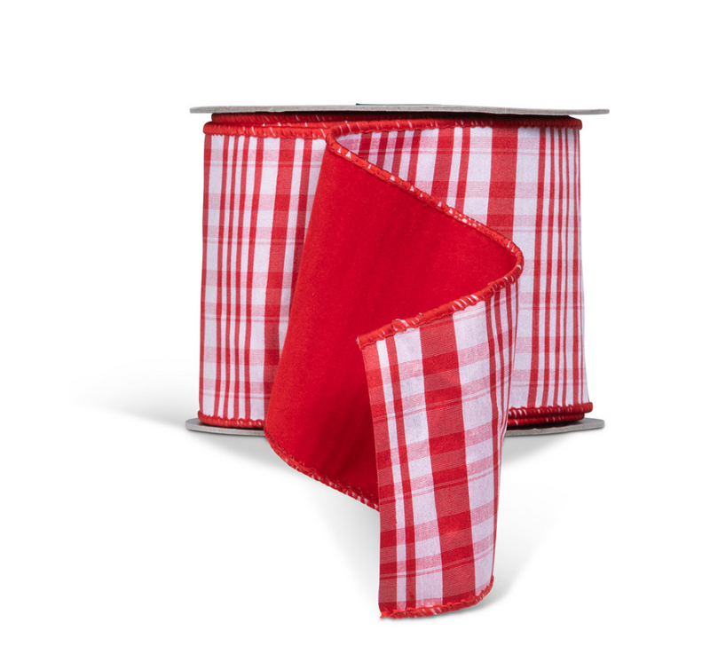 Peppermint Plaid Ribbon, 10 Yard Bolt
