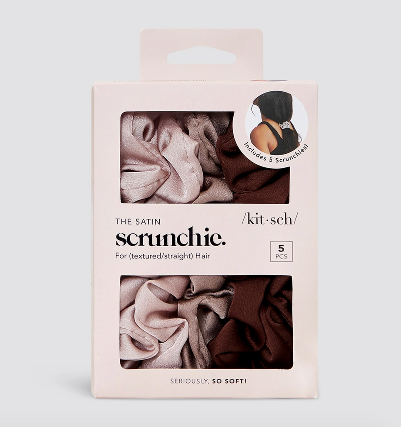Satin Sleep Scrunchies 5pc, Cameo
