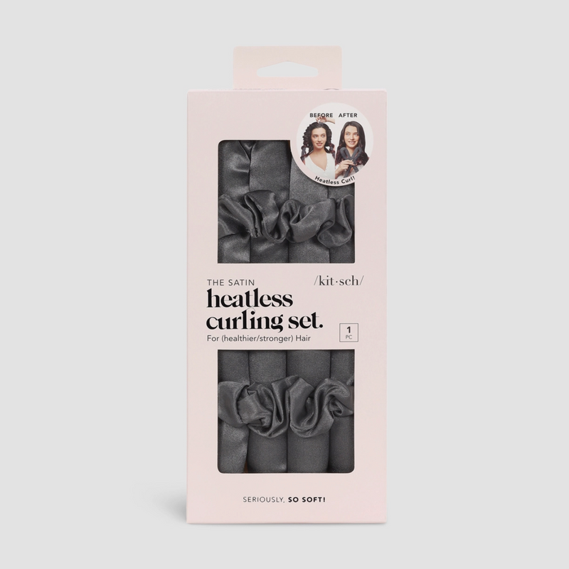 Satin Heatless Curling Set, Charcoal