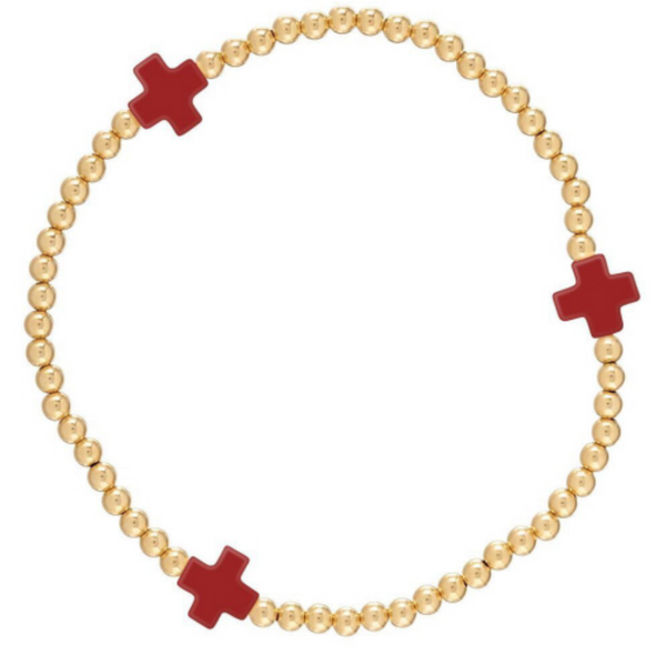 Signature Cross Pattern 3mm Bracelet, Red