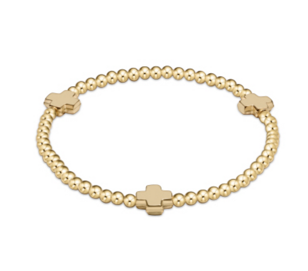 Signature Cross Gold Pattern 3mm Bead Bracelet, Gold