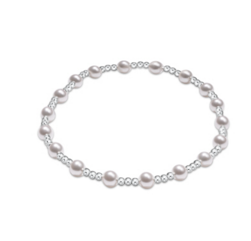Classic Sincerity Pattern 4mm Bracelet, Sterling Pearl