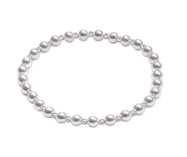 Classic Grateful Pattern Sterling 4mm Bead Bracelet, Pearl