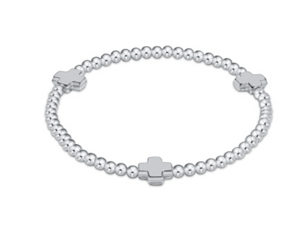 Signature Cross Sterling Pattern 3mm Bead Bracelet, Sterling