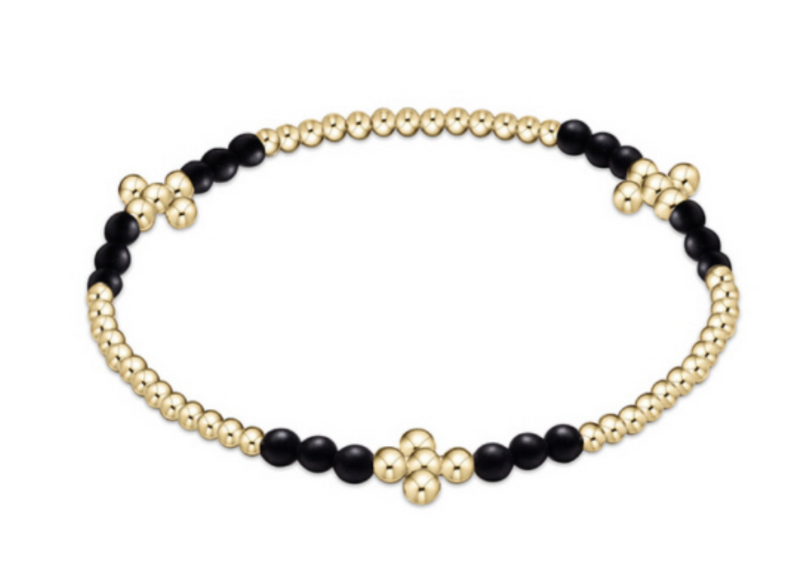 Signature Cross Gold Bliss Pattern 2.5mm Bead Bracelet, Matte Onyx