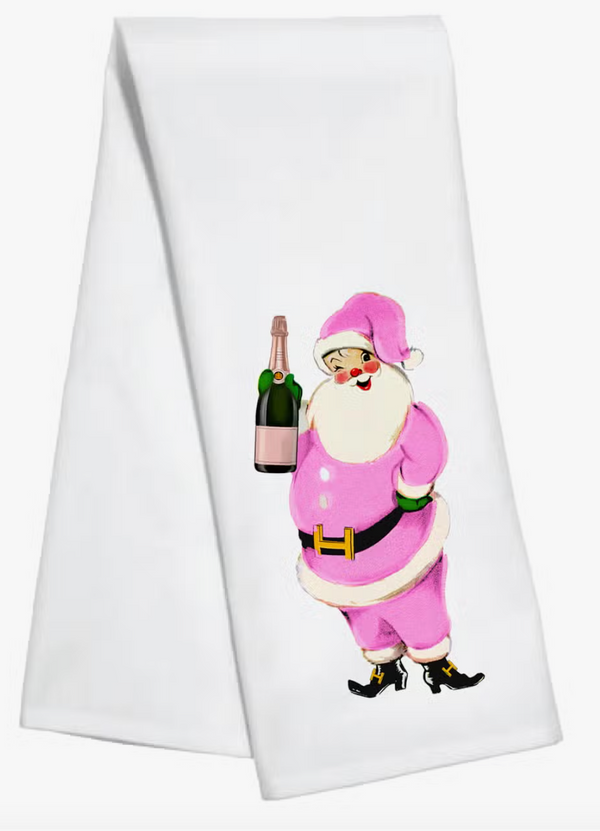 Champagne Santa Kitchen Towel