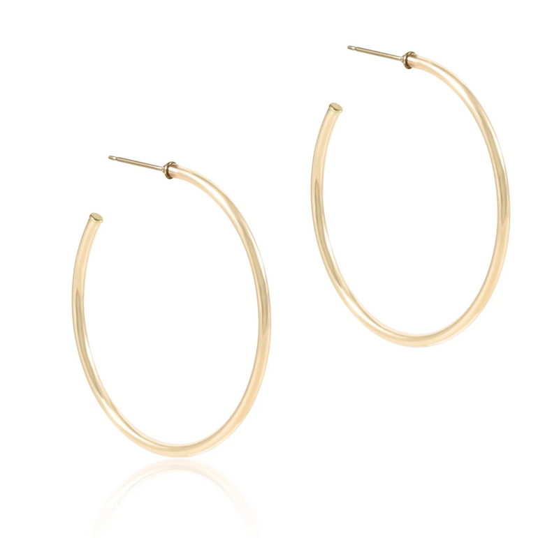 Round Gold 1.75" Post Hoop 2mm Smooth