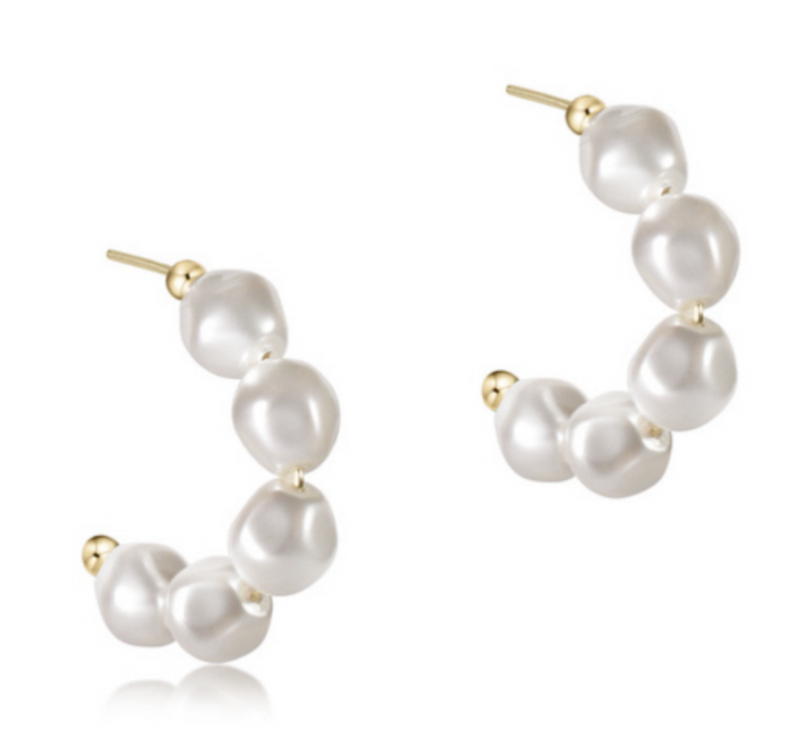 Beaded 1" Post Hoop, Admire Pearl