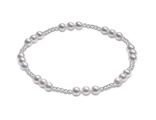 Classic Joy Pattern Sterling 4mm Bead Bracelet, Pearl