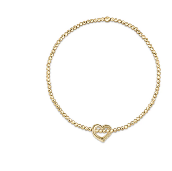 Classic Gold 2mm Bead Bracelet, Love Small Gold Charm
