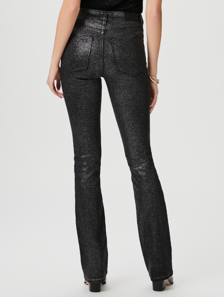 High Rise Manhattan Boot Jean - Black/Silver Glitter Luxe Coating