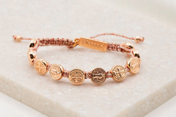 Benedictine Blessing Bracelet, Rose Gold Medals