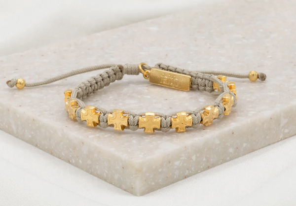 Faith Blessing Bracelet, Tan Gold