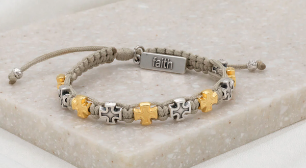 Faith Blessing Bracelet, Tan Mixed