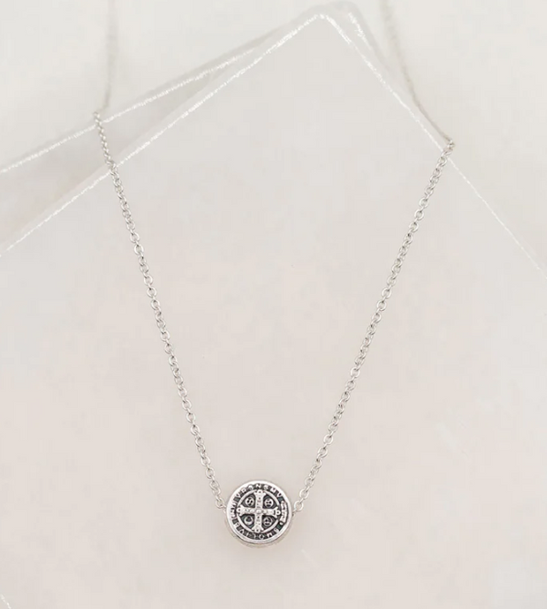 Benedictine Blessing Petite Necklace, Silver
