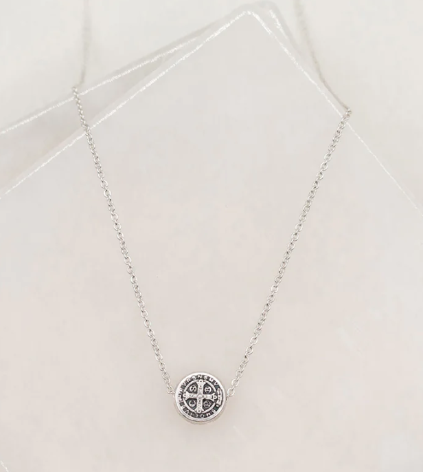 Benedictine Blessing Petite Necklace, Silver