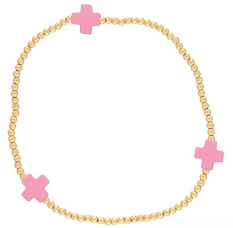 Egirl 3mm Signature Cross Bracelet, Bright Pink