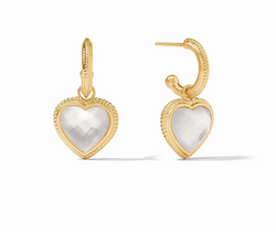 Heart Hoop & Charm Earring, Iridescent Clear Crystal