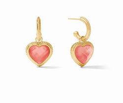 Heart Hoop & Charm Earring, Iridescent Blush Pink