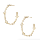 Beaded Cross Hoop Earrings, Gold