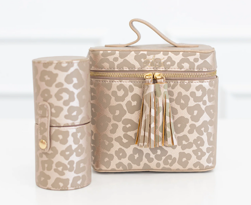 Mini Lux Makeup Bag, Leopard
