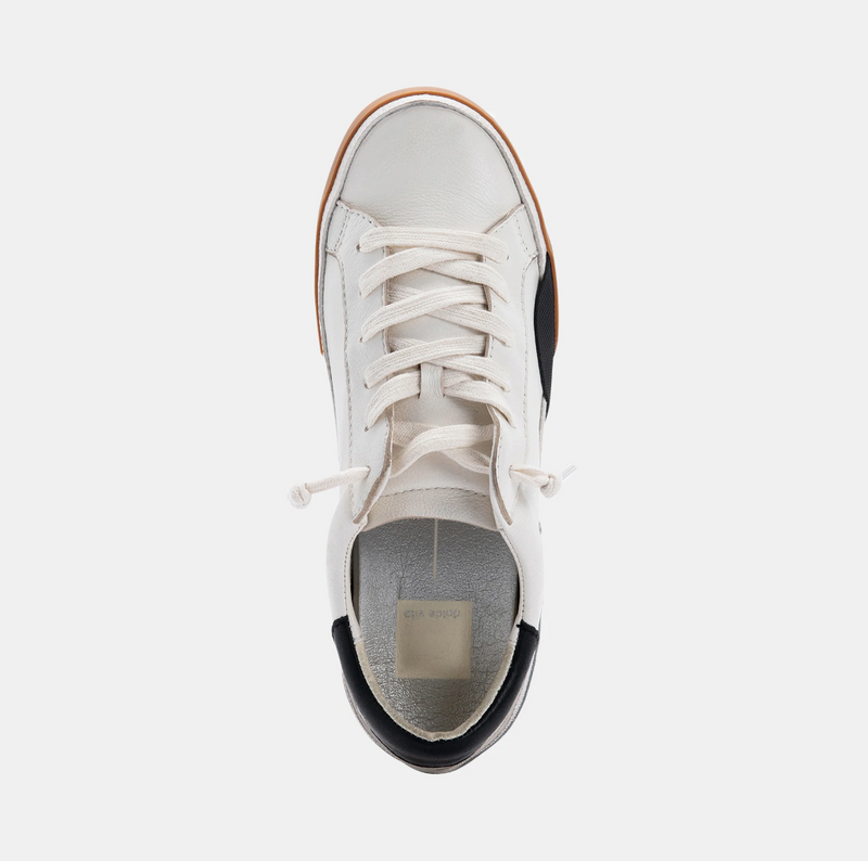 Zina Sneakers, White/Black Leather