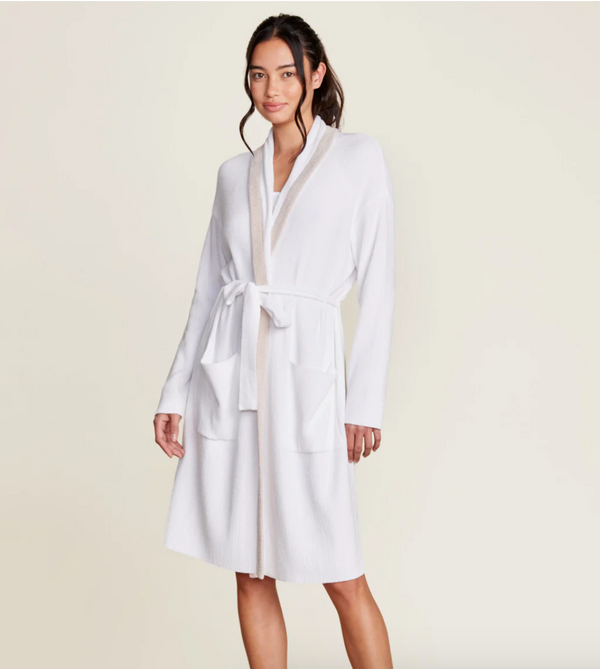 CozyChic Ultra Lite® Tipped Ribbed Short Robe, Sea Salt Shell